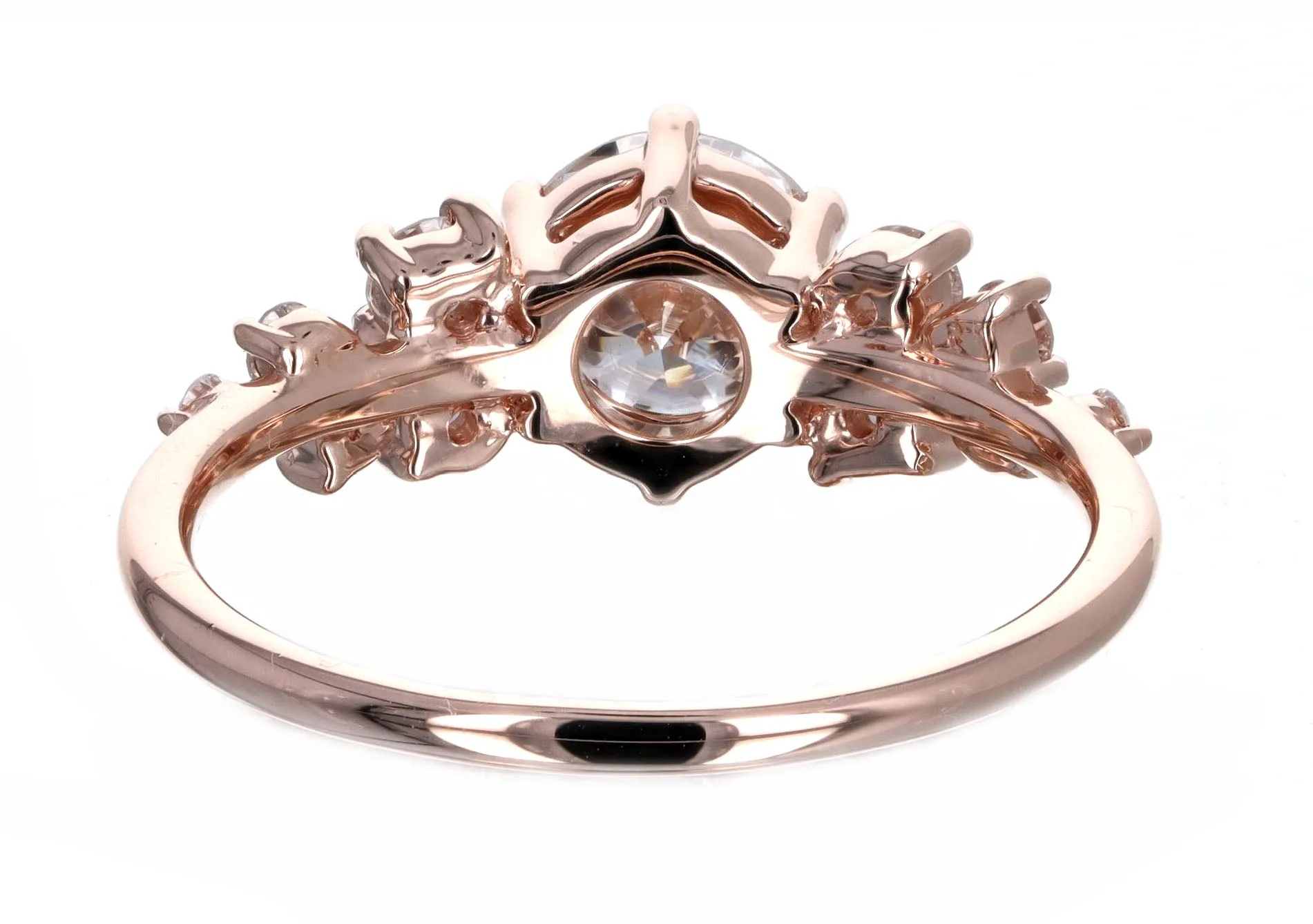 1.04 Carat Round Brilliant Diamond Floral Engagement Ring in 14K Rose Gold GIA Certified