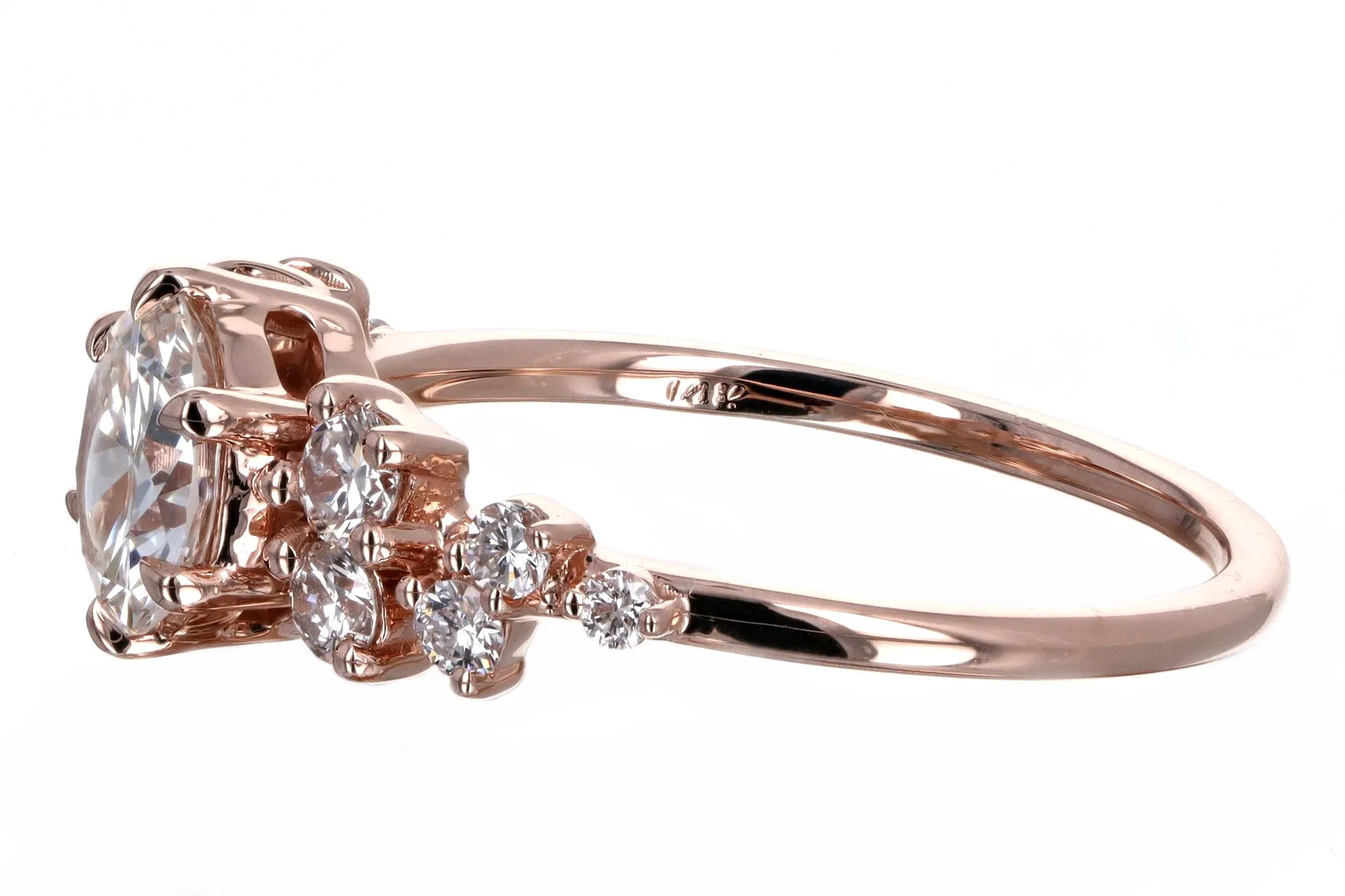 1.04 Carat Round Brilliant Diamond Floral Engagement Ring in 14K Rose Gold GIA Certified