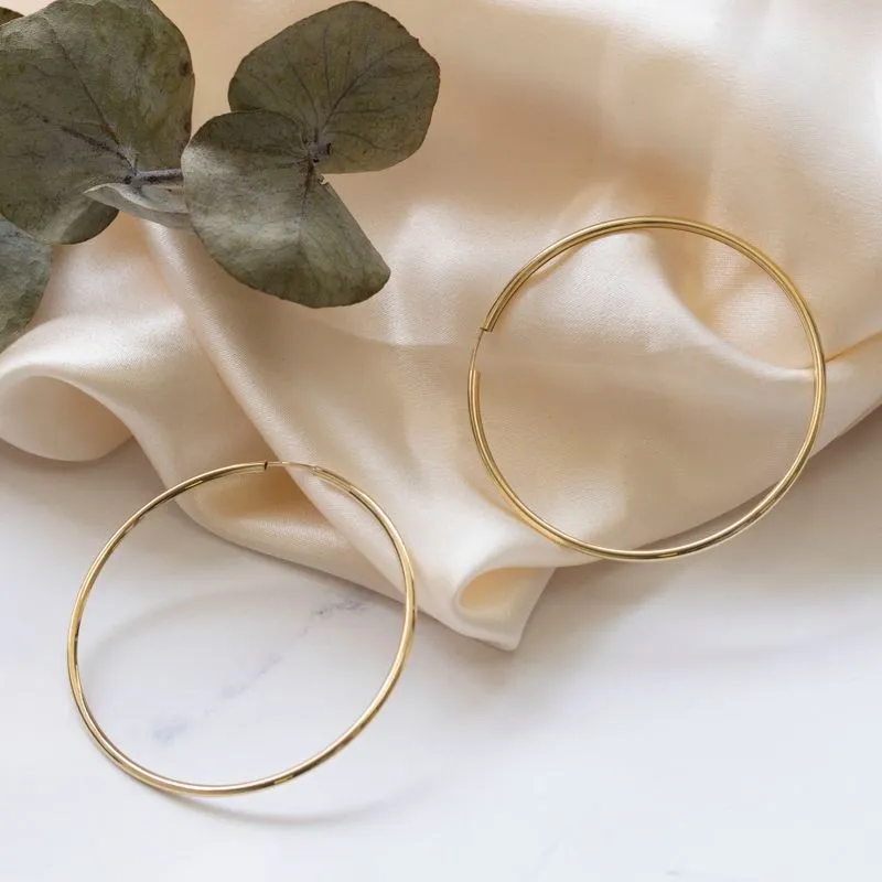 14K Gold Hoop Earrings XL 39mm