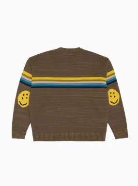 5G Knit Rainbow Smilie Sweater Brown