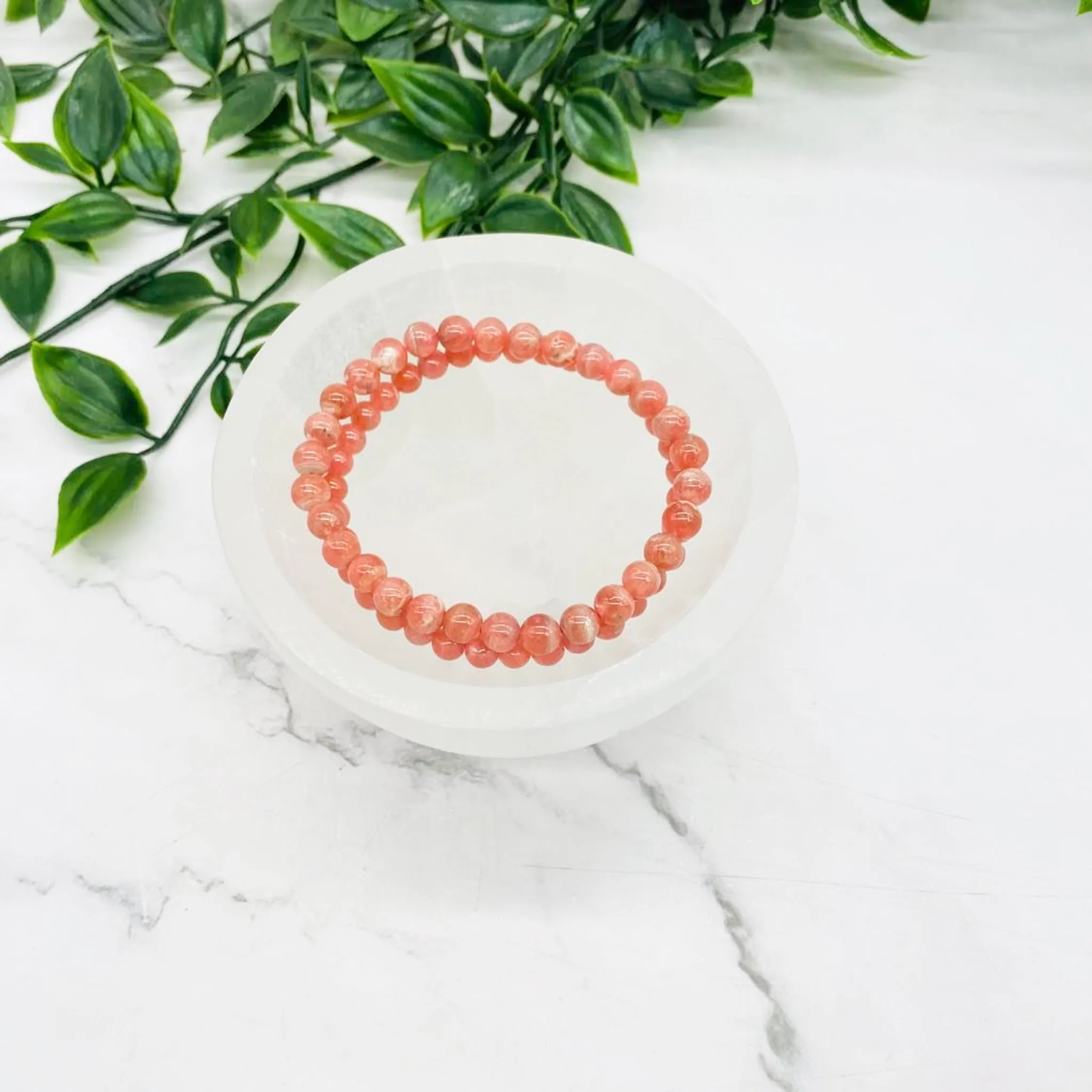 6 MM Rhodochrosite Bracelet, Stone for Heart Chakra