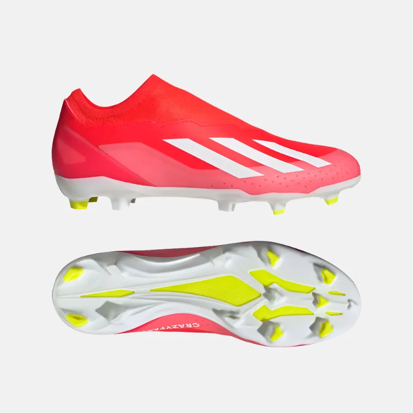 Adidas x Crazyfast League Laceless Firm Ground Football Shoes -Solar Red/Cloud White/Team Solar Yellow 2