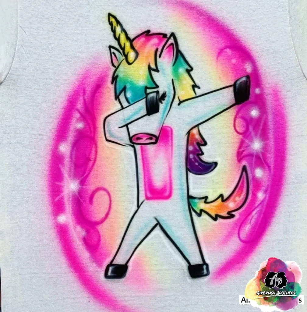 Airbrush Unicorn Cartoon Shirt Design