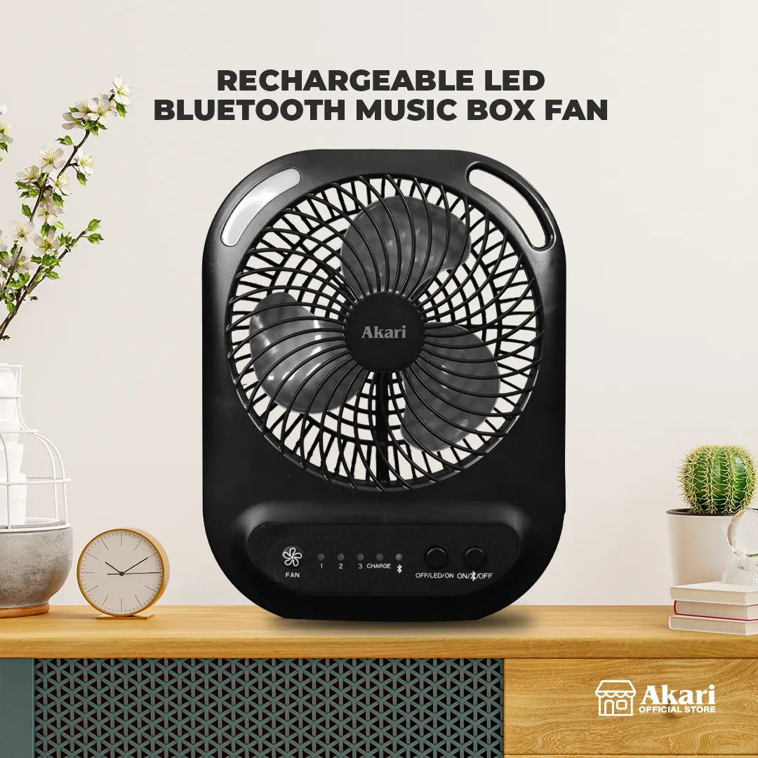 Akari Rechargeable  LED Bluetooth Music Box Fan (ARBF-5512MB)