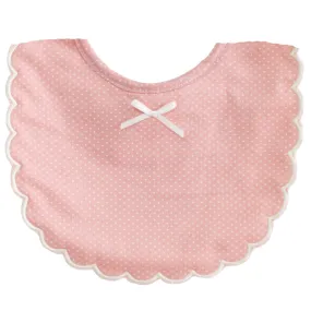 Alimrose - Scallop Edge Bib Pink with Ivory Spot