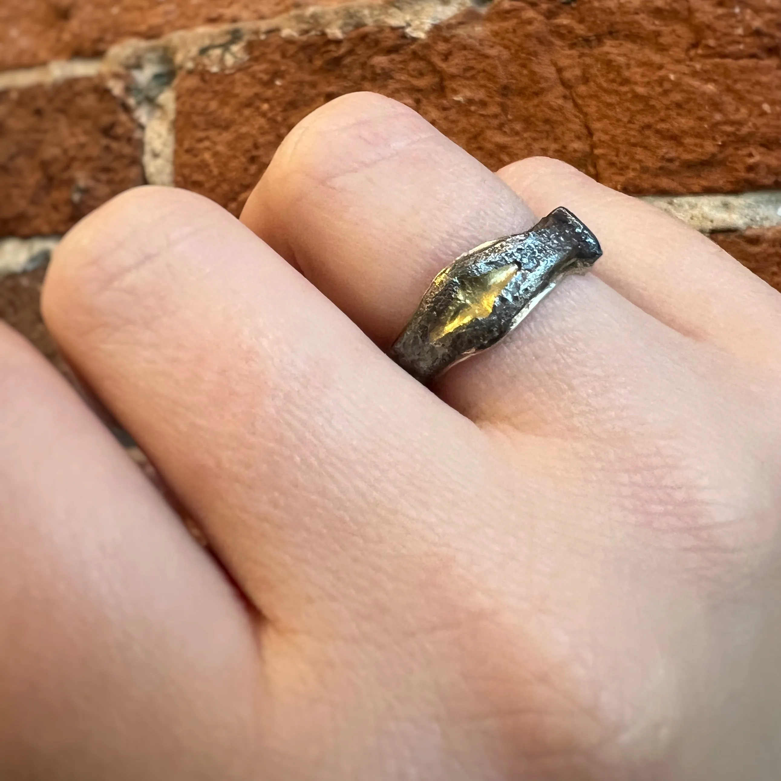 Antique Ring with Gold Inlay