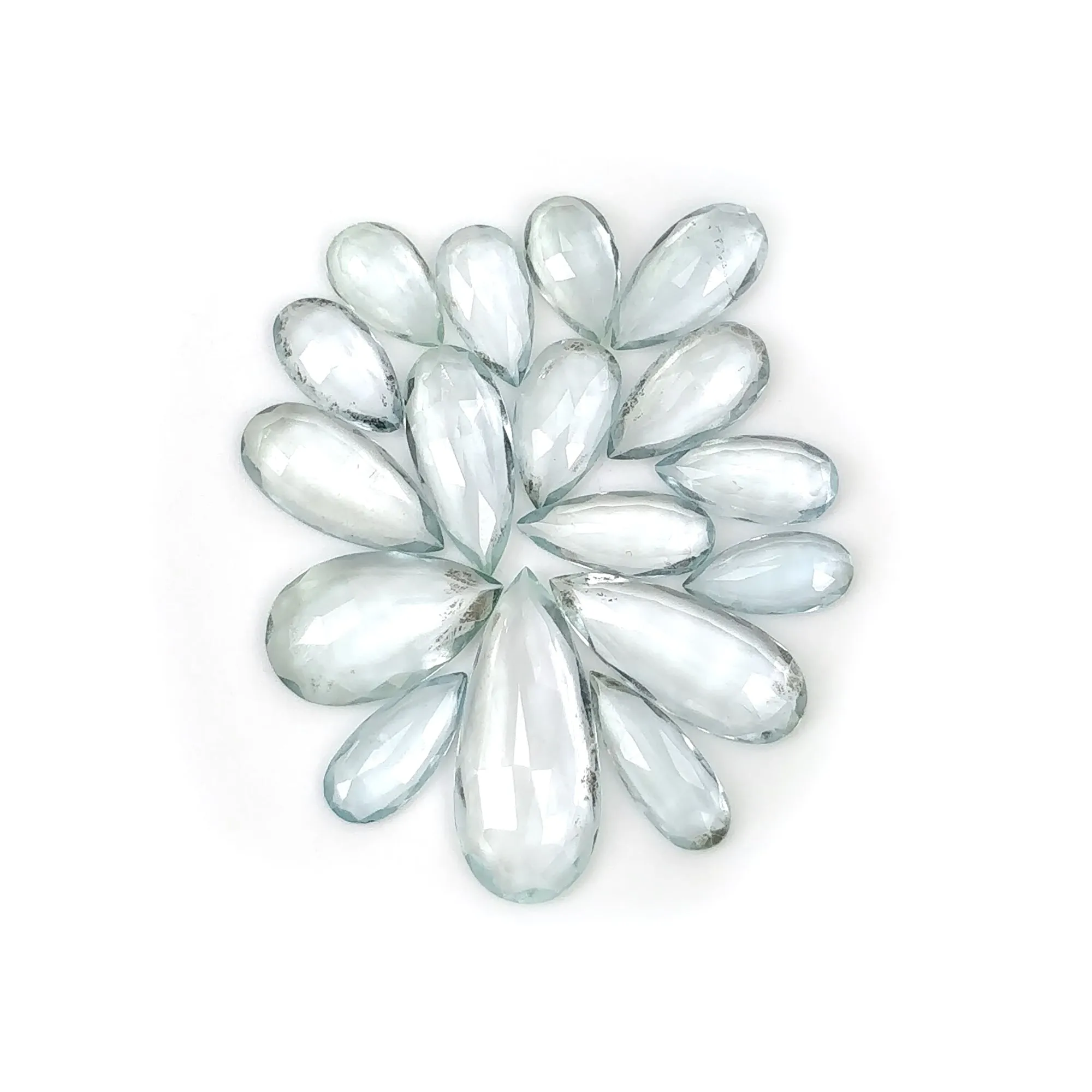 Aquamarine Gemstone Rose Cut : 16.05cts Natural Untreated Unheated Blue Aquamarine Pear Shape 8*5mm - 17.5*7.5mm 17pcs