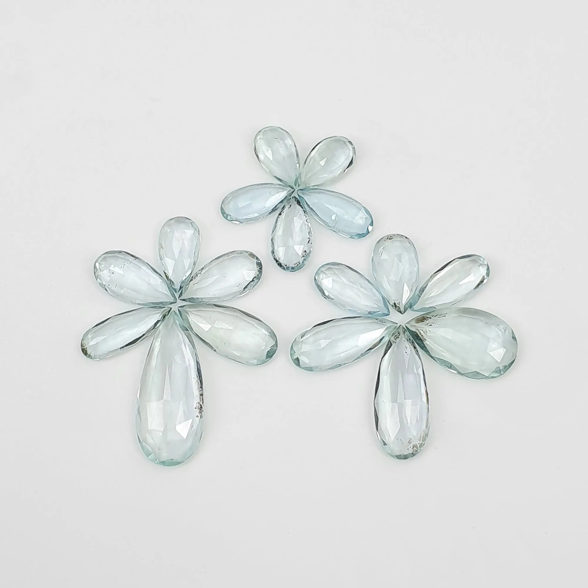 Aquamarine Gemstone Rose Cut : 16.05cts Natural Untreated Unheated Blue Aquamarine Pear Shape 8*5mm - 17.5*7.5mm 17pcs