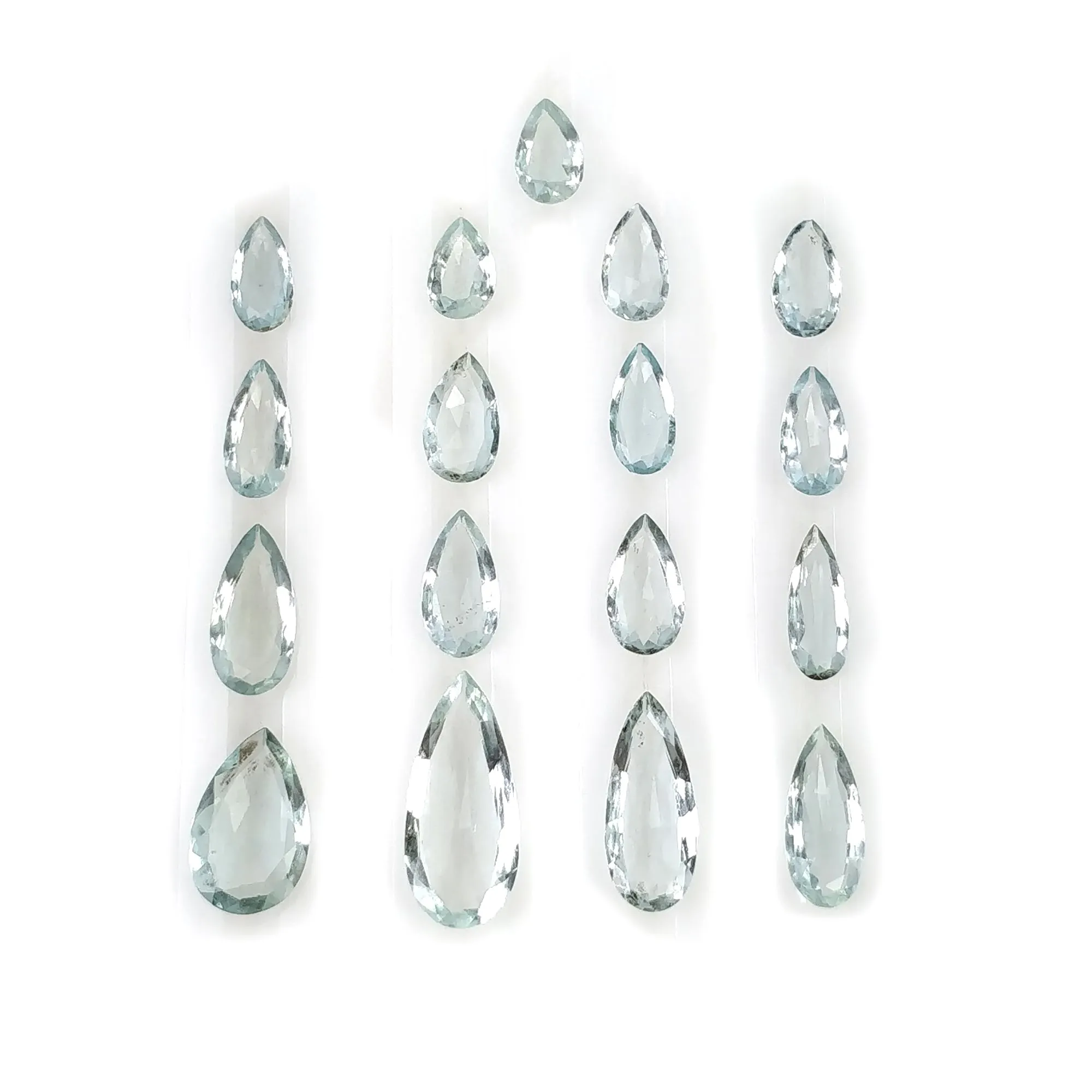 Aquamarine Gemstone Rose Cut : 16.05cts Natural Untreated Unheated Blue Aquamarine Pear Shape 8*5mm - 17.5*7.5mm 17pcs