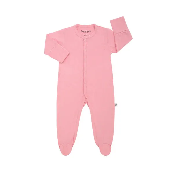 Bamberry Baby Marshmallow Collection Footed Romper - Peony Pink