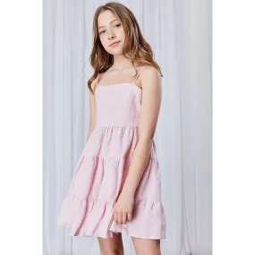 Bardot Junior Chiara Mini Tiered Dress- Soft Pink