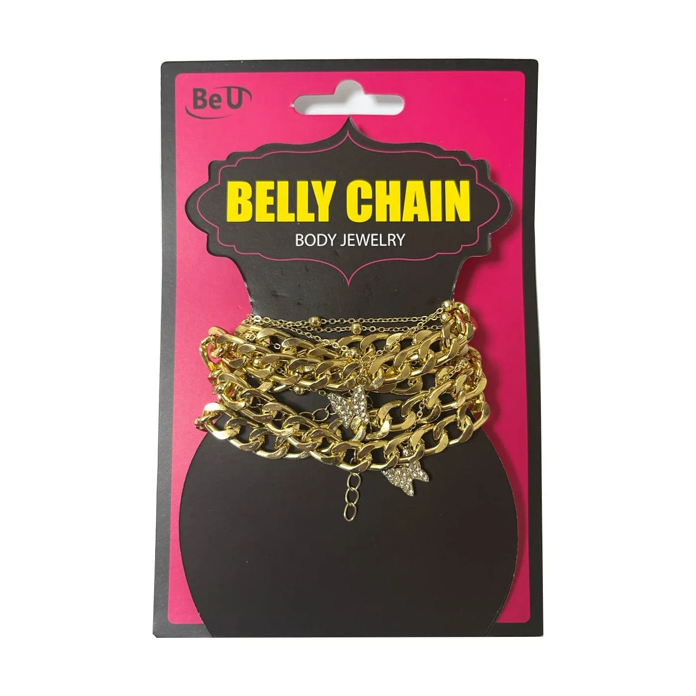 BE U | Big Belly Chain Body Jewelry Rhinestone Butterflies