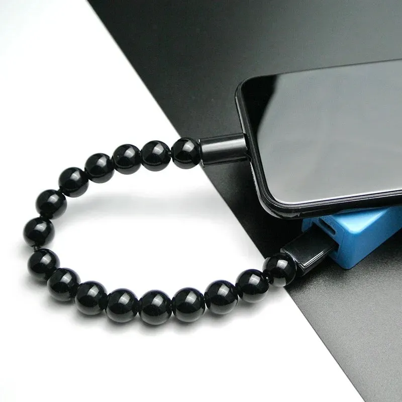 Bead Pure Color Bracelet USB Cable Universal Mobile Charger For iPhone