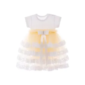 Beige Bella Vina Ruffle Babysuit Dress