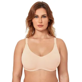 Beige Plus Size Seamless Unlined Underwire Full Coverage Bra for Women