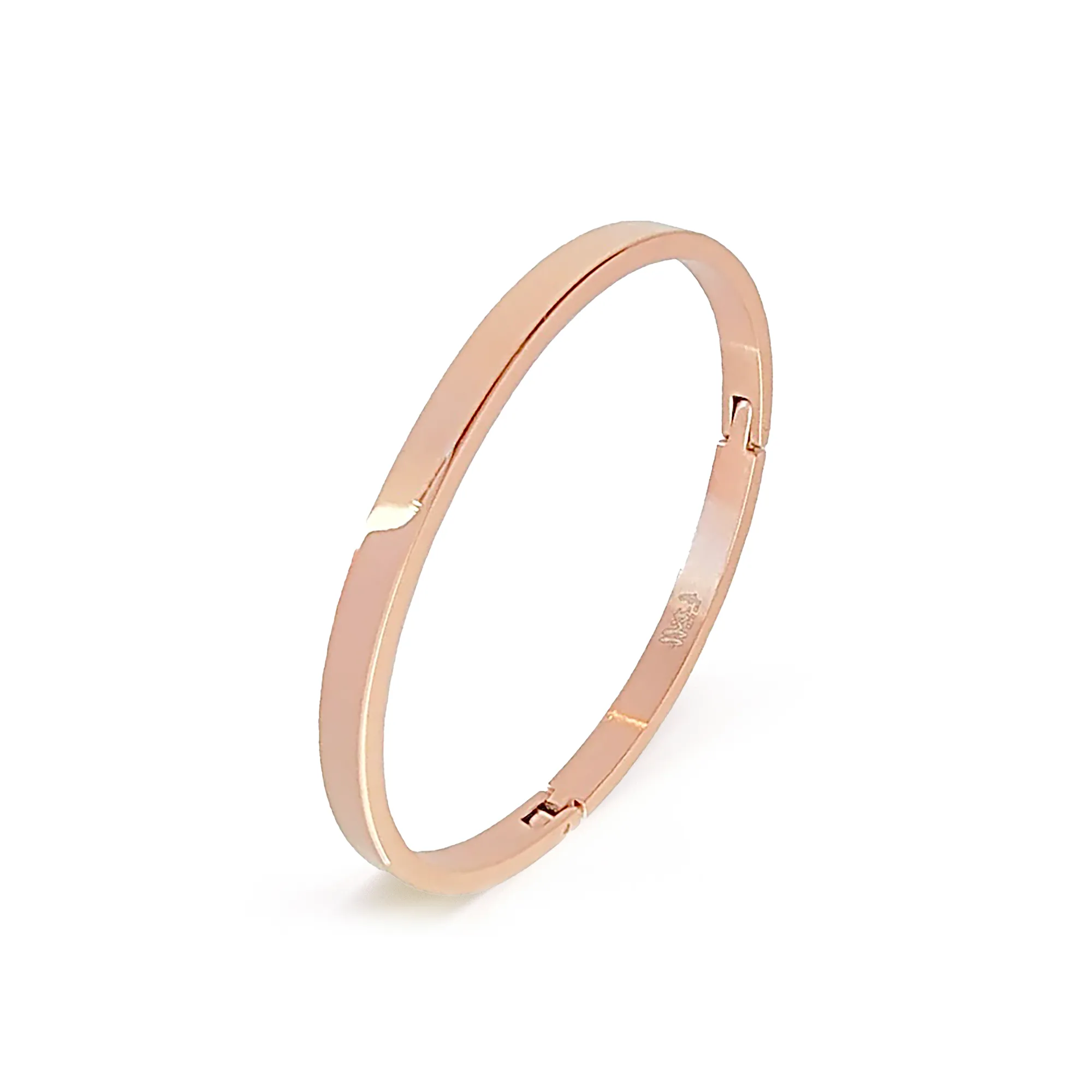 BG300RGP B.Tiff Simplicity Narrow High Polish Rose Gold Plated Stainless Steel Bangle Bracelet