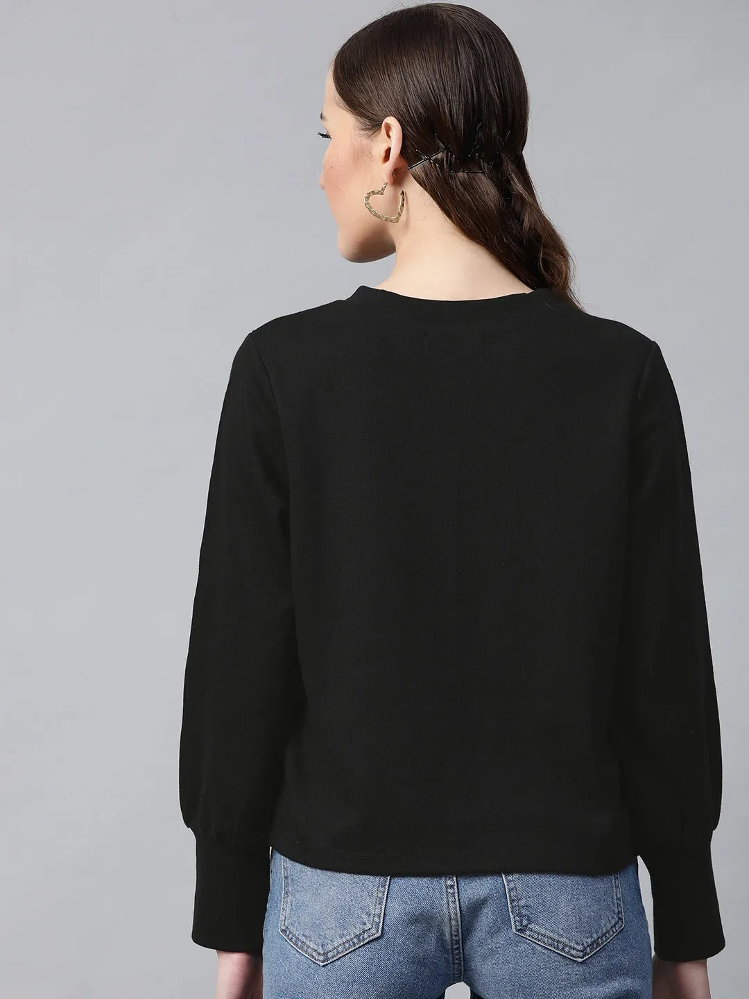 Black V-Neck Rib Top