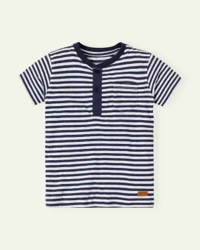 Blue & White Striped Henley