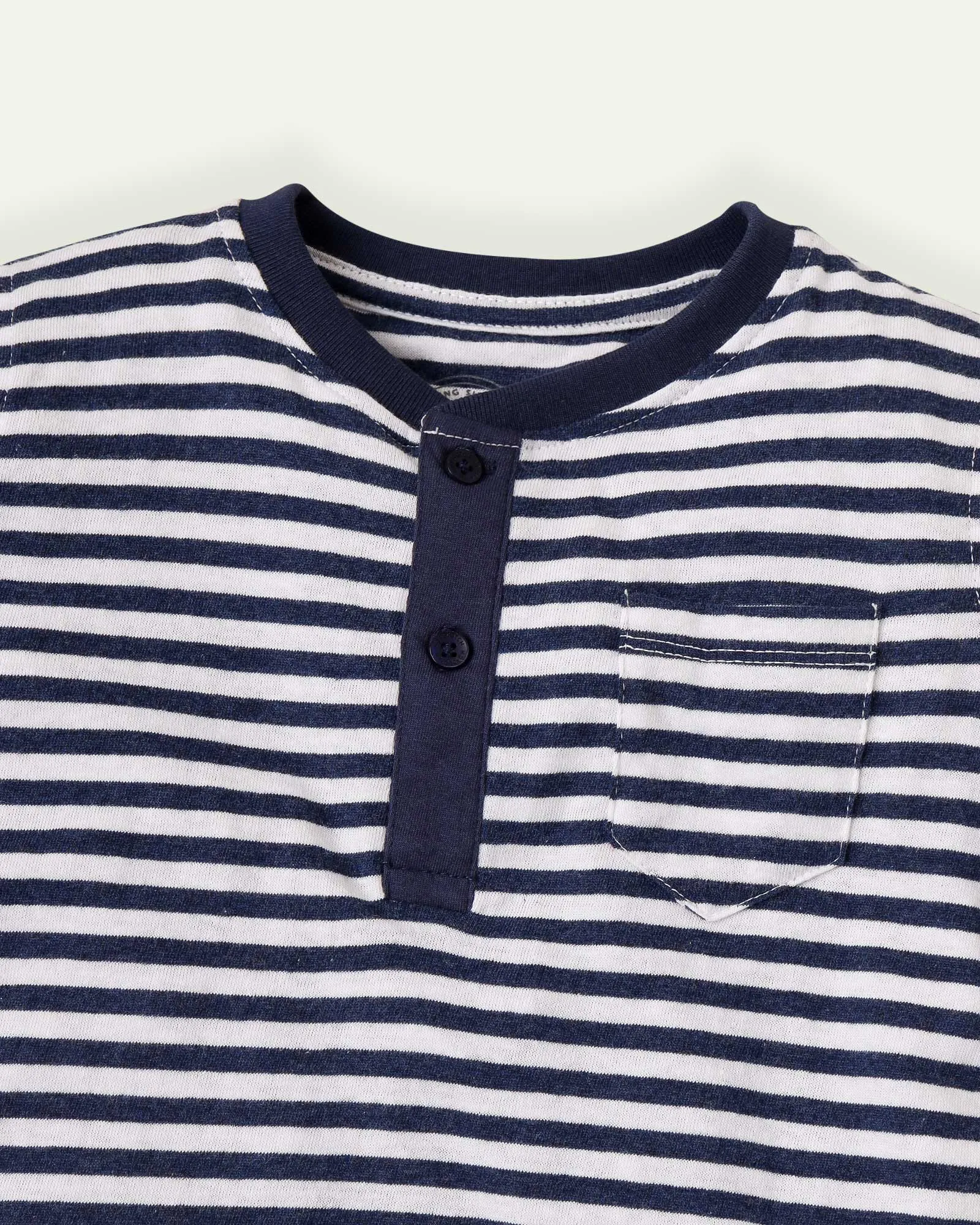 Blue & White Striped Henley