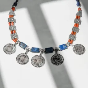 Blue Coral Coins Necklace