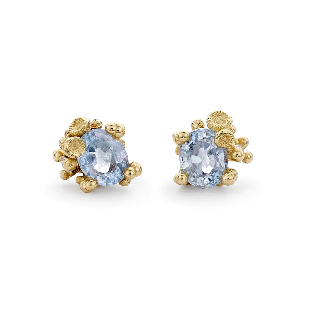 Blue Sapphire and Diamond Encrusted Studs