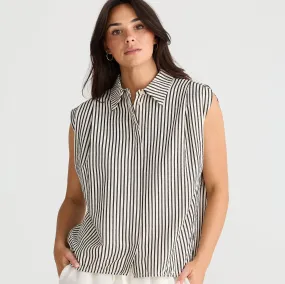 Brave and True Charlie Shirt White W Black Stripe