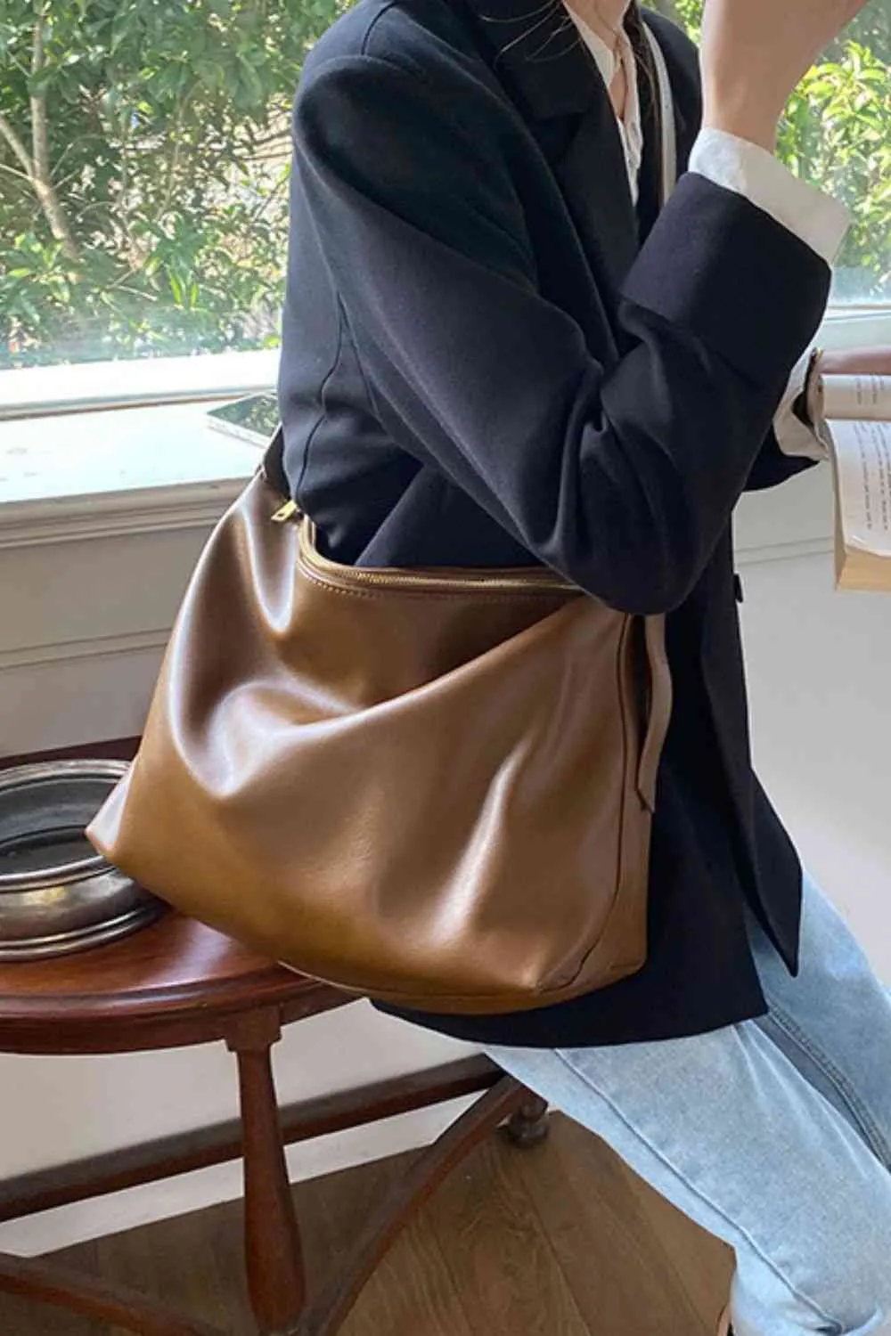 Brown Trendy Wide Strap Shoulder Bag