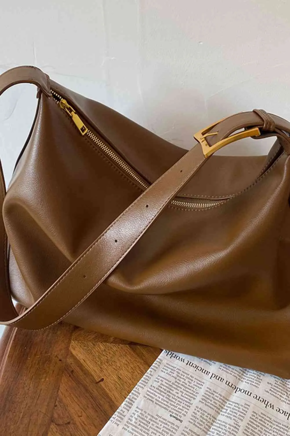 Brown Trendy Wide Strap Shoulder Bag