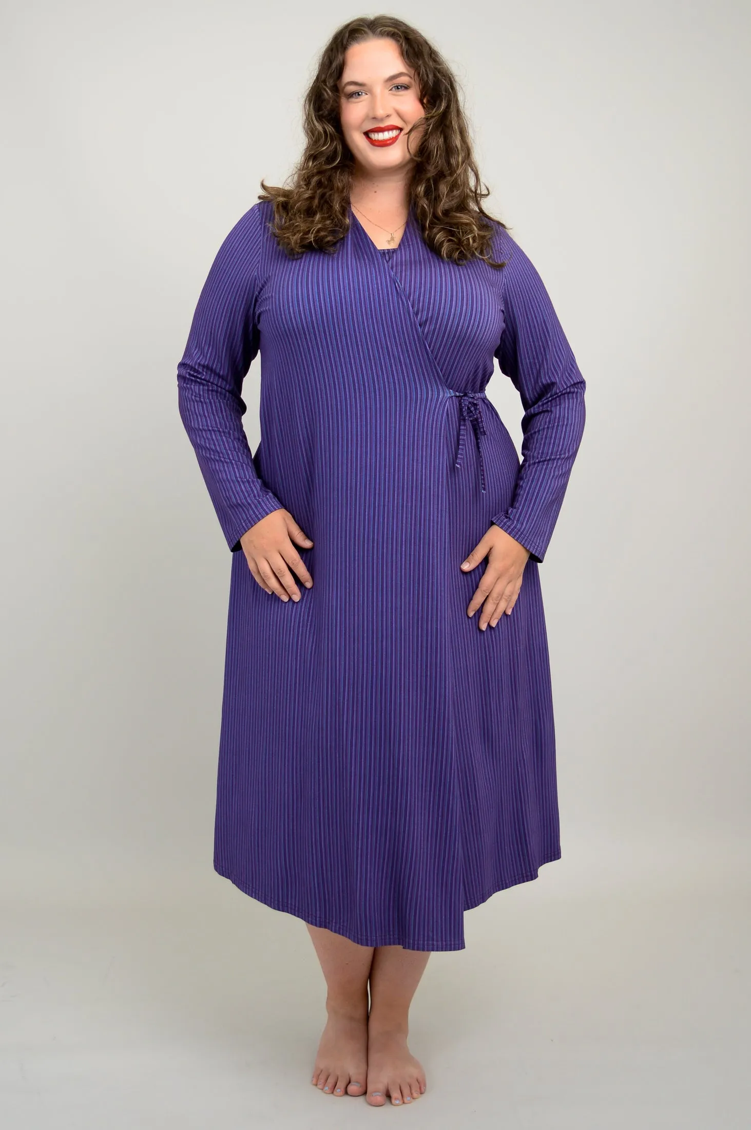 Desire Dress, Violet Stripes, Bamboo - Final Sale