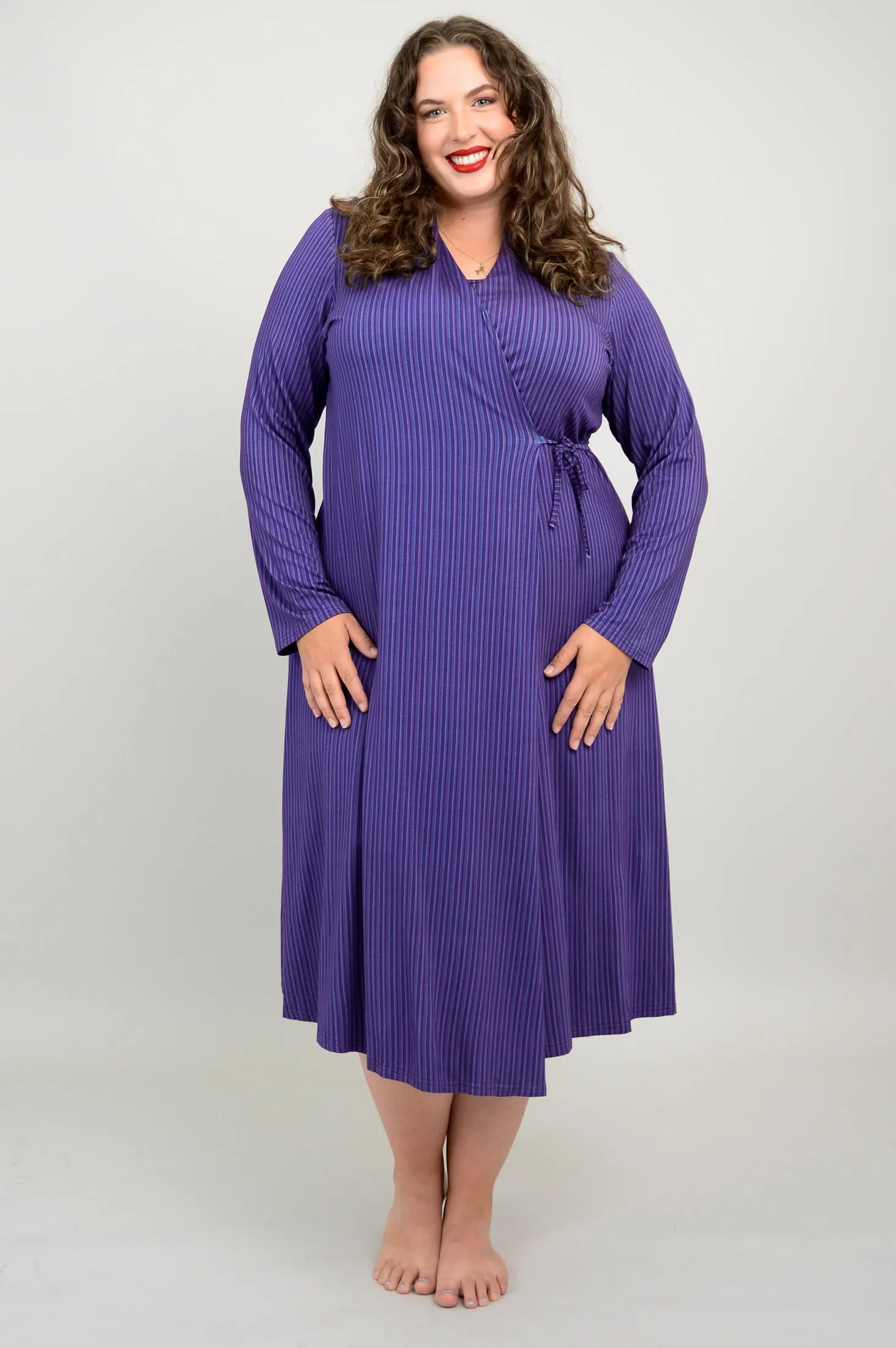 Desire Dress, Violet Stripes, Bamboo - Final Sale