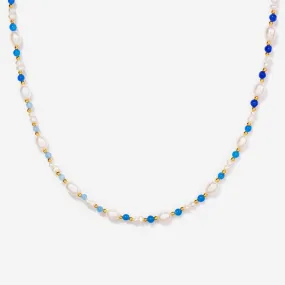 Eliza Pearl Blue Bead Necklace