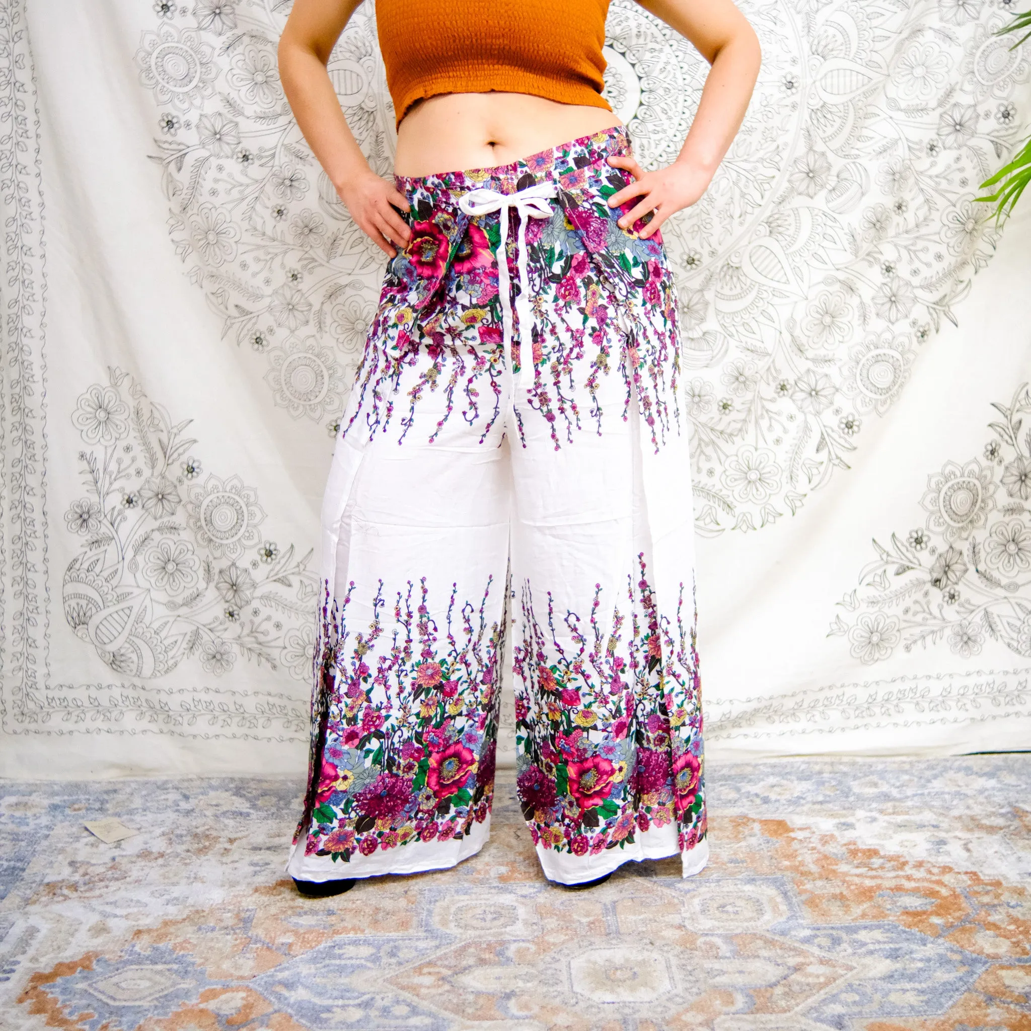 Flowy Side Slit Tie Pants