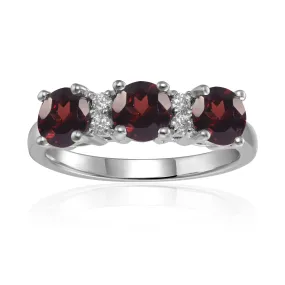 Garnet Three Stone Ring