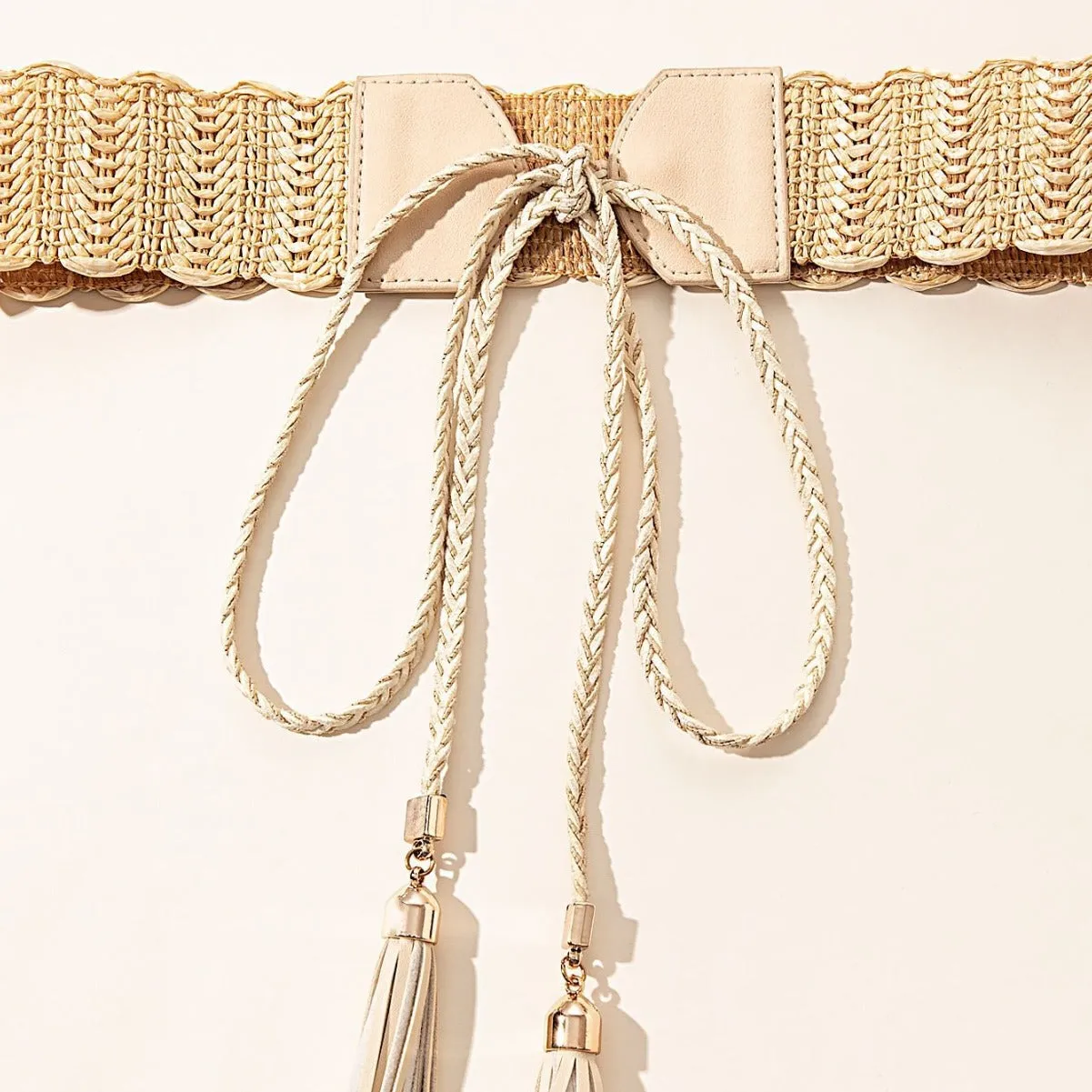 Golden Belt Women's Vintage Style Straw Belt