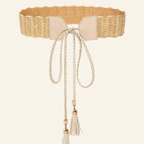 Golden Belt Women's Vintage Style Straw Belt