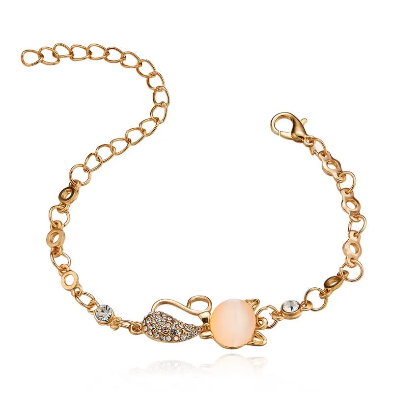 Golden Opal Cat Bracelet (18K Gold Plated)