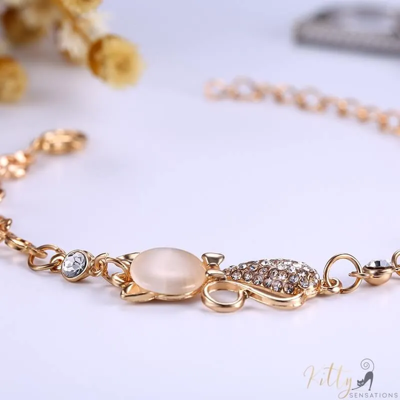 Golden Opal Cat Bracelet (18K Gold Plated)