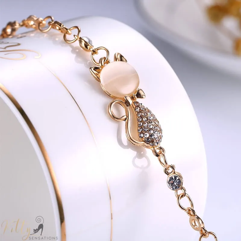 Golden Opal Cat Bracelet (18K Gold Plated)