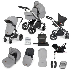 Ickle Bubba Stomp Luxe All-in-One Travel System with Isofix Base (Galaxy) - Silver/Pearl Grey/Black