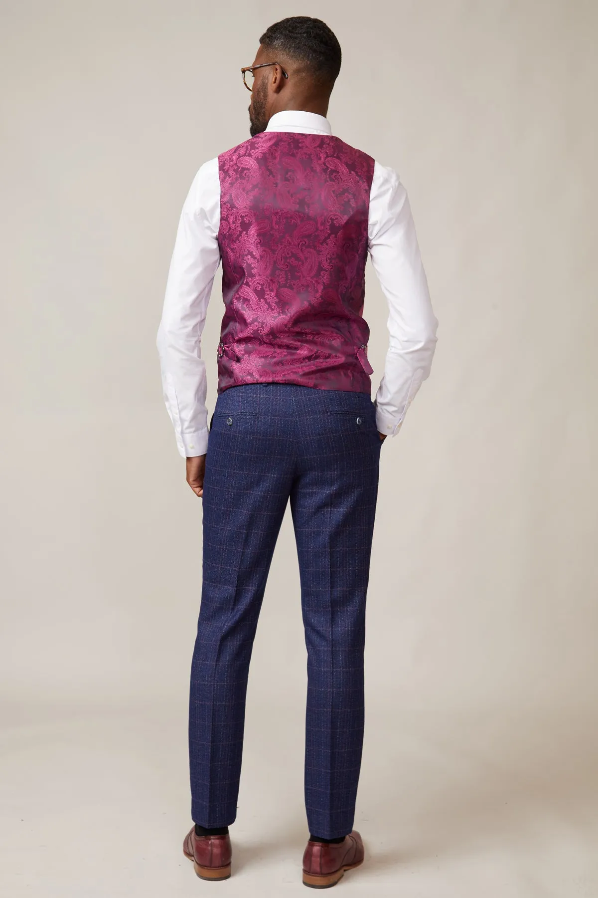 KELVIN - Berry Double Breasted Waistcoat