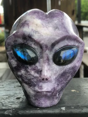 Lepidolite Alien with Labradorite Eyes [1k1468]