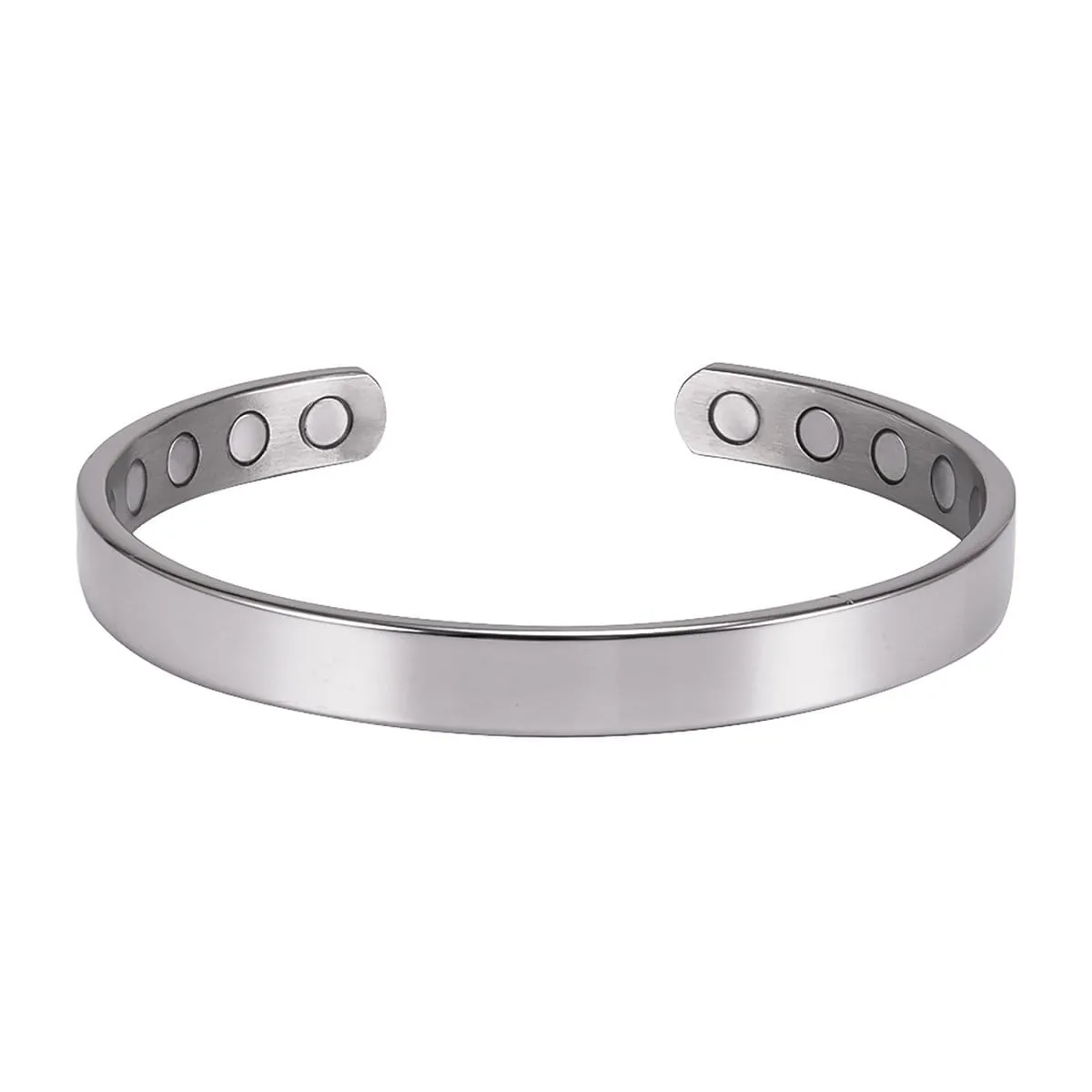 Men’s Magnetic Bracelet Cuff (Polished Silver)