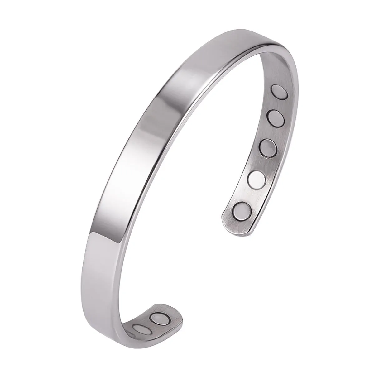 Men’s Magnetic Bracelet Cuff (Polished Silver)