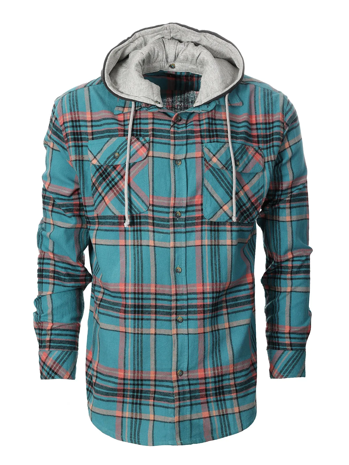 Men's Removable Hoodie Flannel Shirt, Size XXL