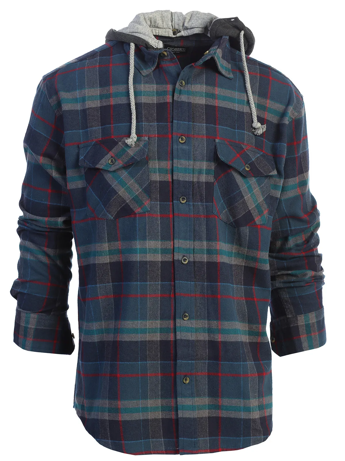 Men's Removable Hoodie Flannel Shirt, Size XXL