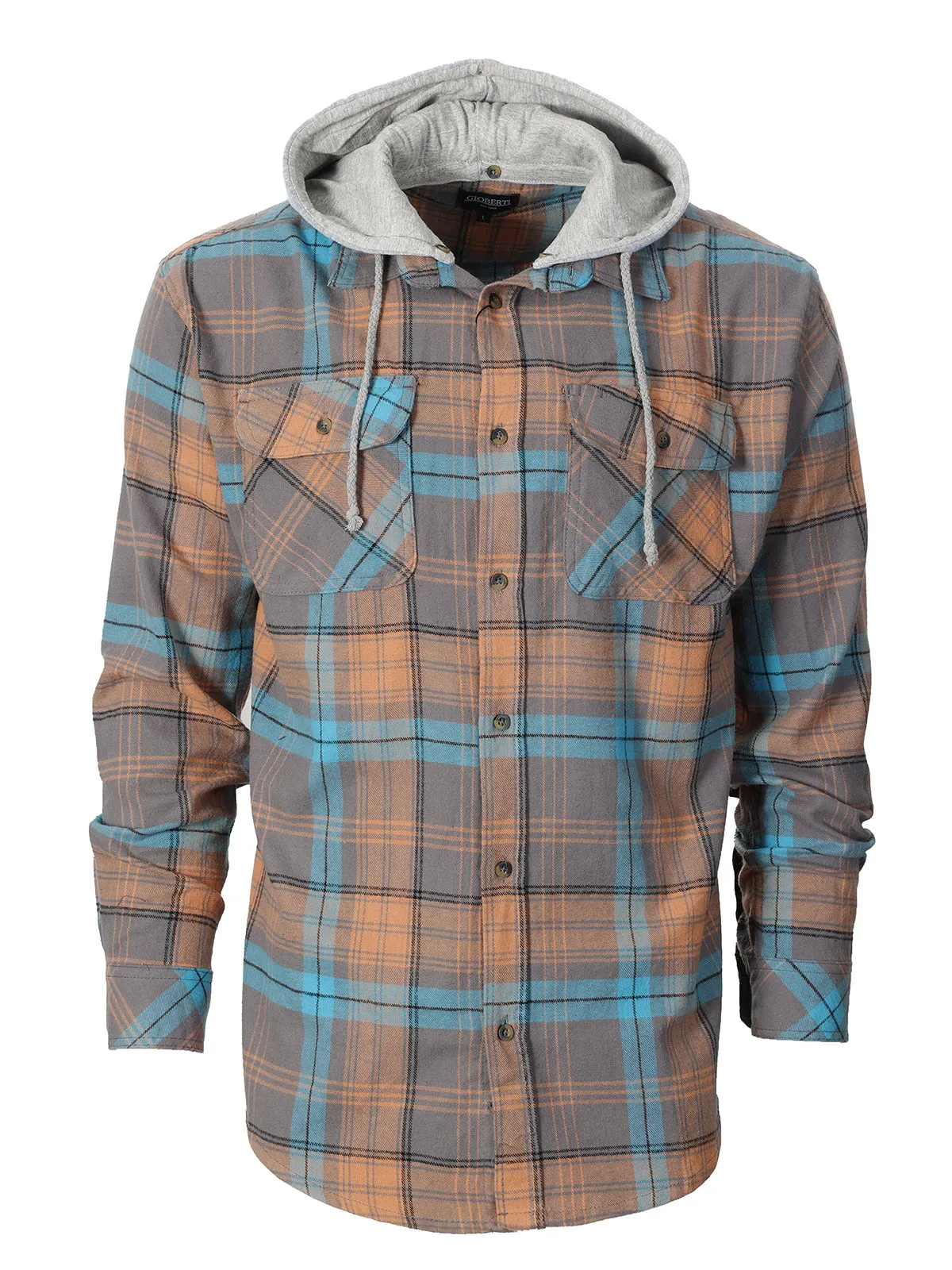 Men's Removable Hoodie Flannel Shirt, Size XXL