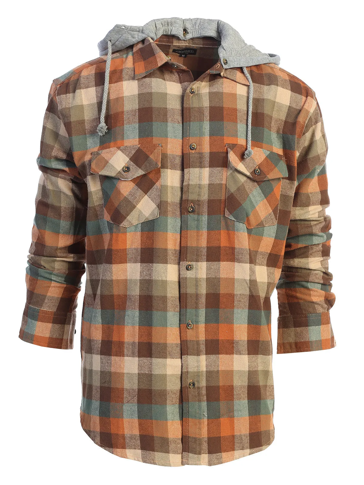 Men's Removable Hoodie Flannel Shirt, Size XXL