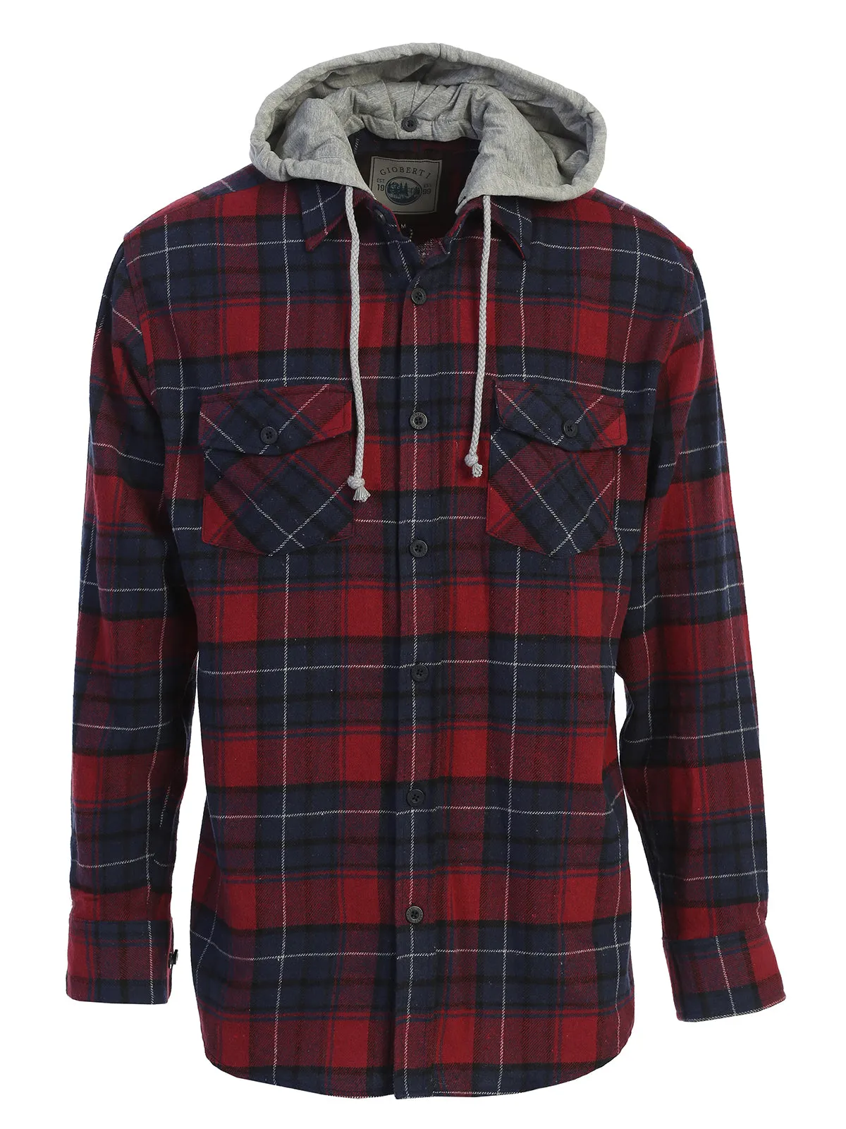 Men's Removable Hoodie Flannel Shirt, Size XXL