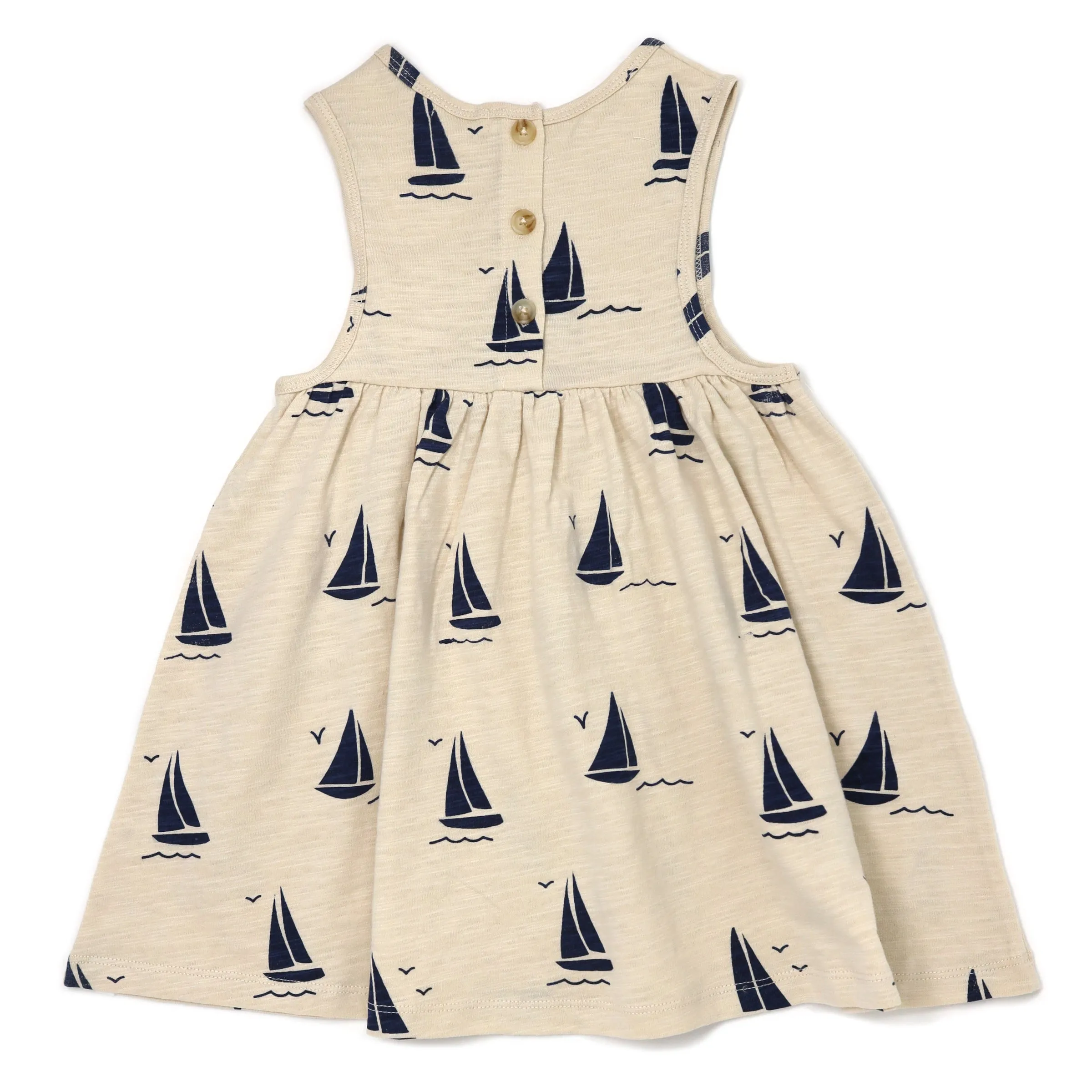 oh baby! Slub Tank Dress - Navy Sailboat Print - Oat