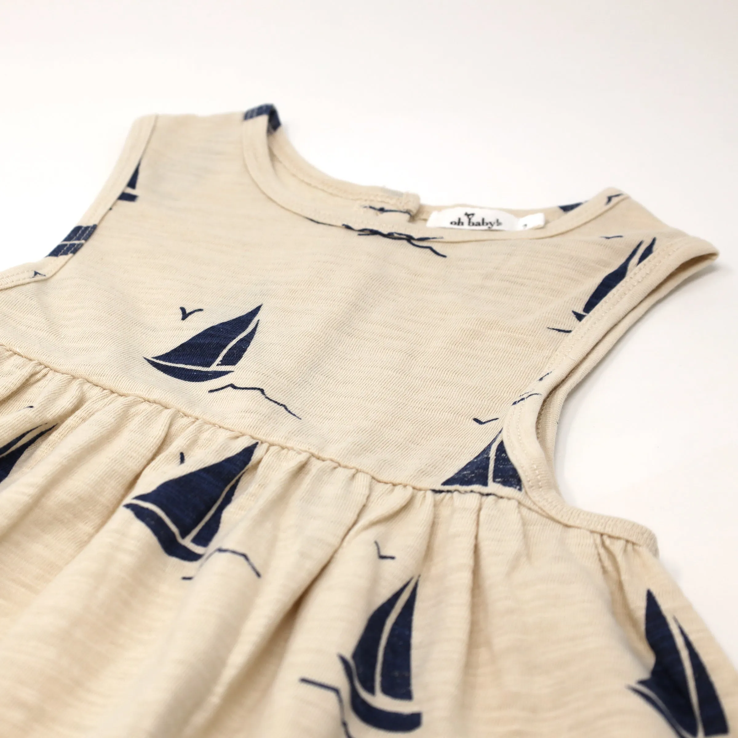 oh baby! Slub Tank Dress - Navy Sailboat Print - Oat